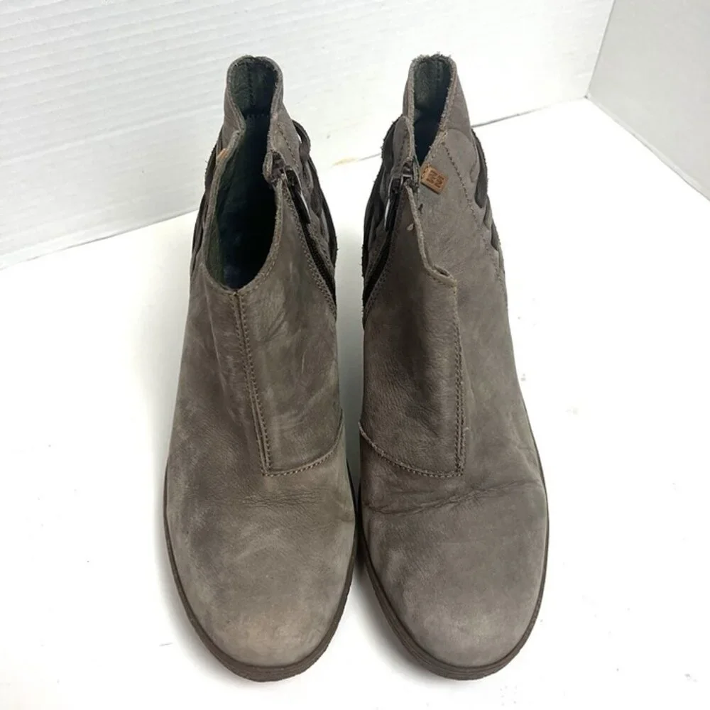 El‎ Naturalista Boots Womens 40 Nubuck Lichen NF77 Ankle Boots Zip Heel Booties